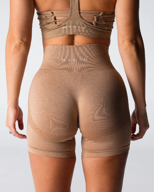 Beige Performance Seamless Shorts