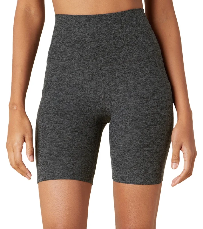 Beyond Yoga Spacedye Team Pockets High Waisted Biker Shorts Black-Charcoal