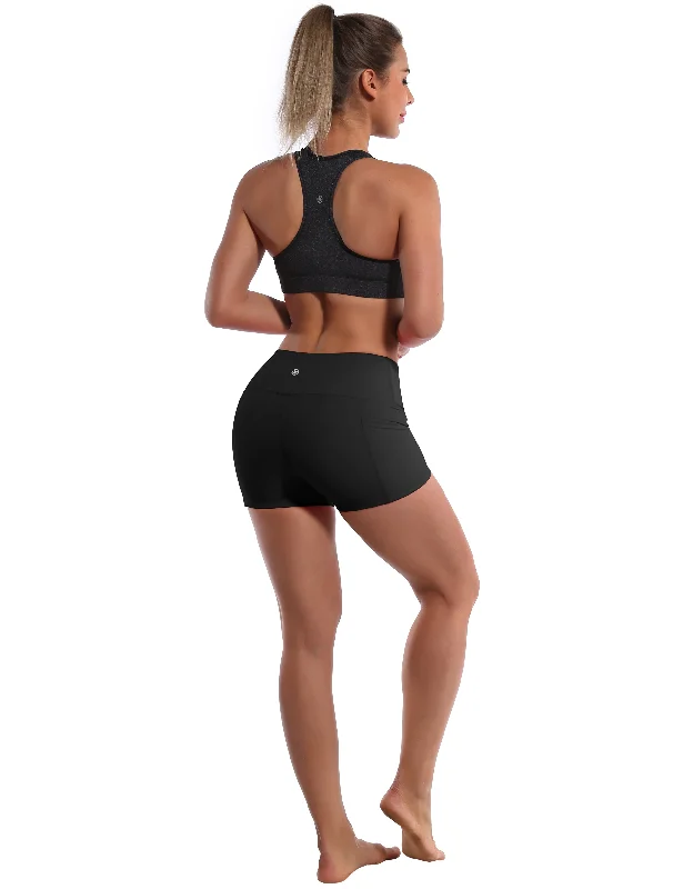 2.5"" Side Pockets Yoga Shorts black