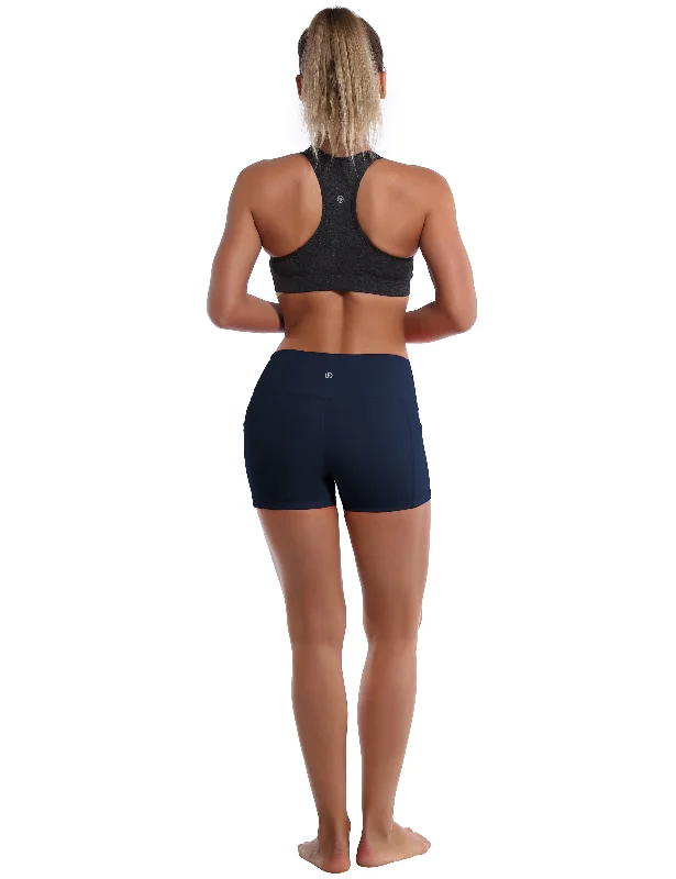 2.5"" Side Pockets Yoga Shorts darknavy