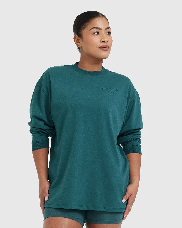 Classic Lifters Graphic Oversized Lightweight Long Sleeve Top | Marine Teal