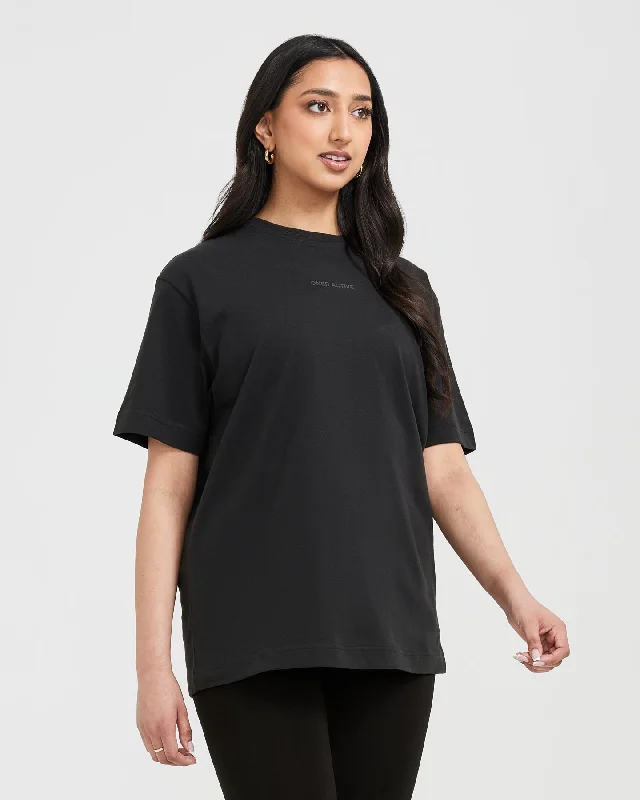 Classic Mirror Graphic Oversized T-Shirt | Washed Black