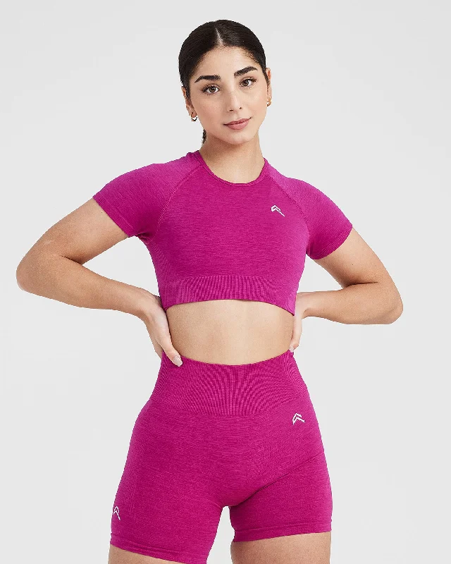 Classic Seamless 2.0 Short Sleeve Crop Top | Fuchsia Marl