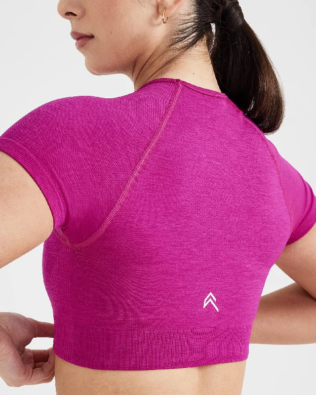 Classic Seamless 2.0 Short Sleeve Crop Top | Fuchsia Marl