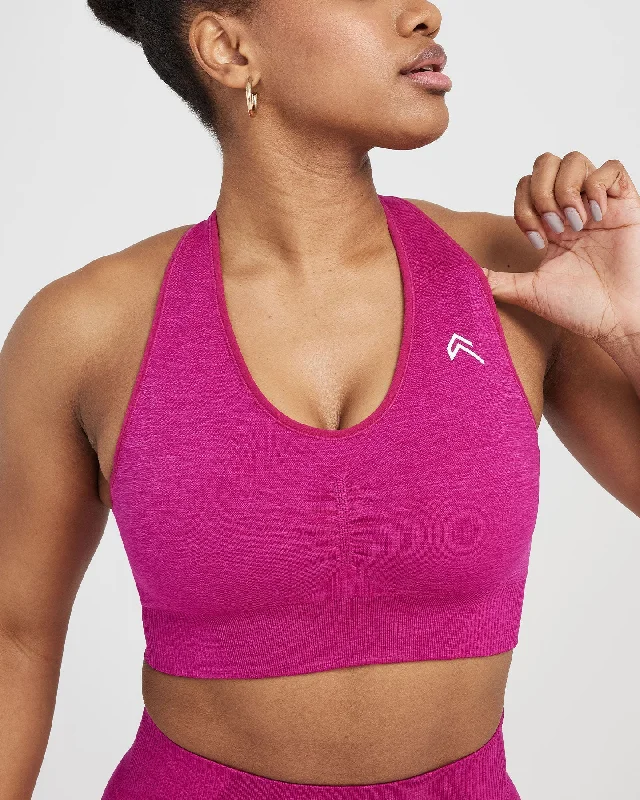 Classic Seamless 2.0 V-Neck Bralette | Fuchsia Marl