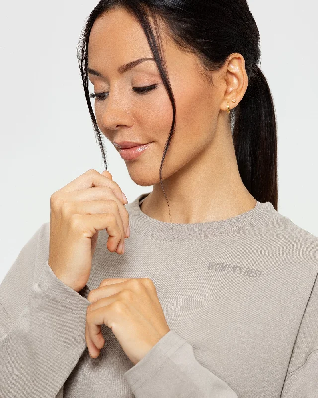 Comfort Oversized Cropped Long Sleeve T-Shirt | Buff