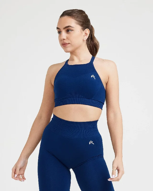 Effortless Seamless High Neck Bralette | Midnight