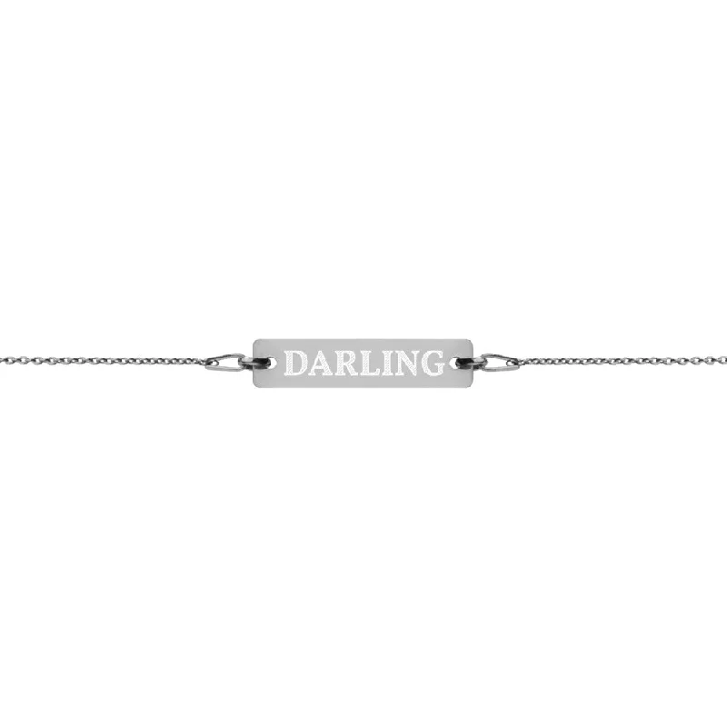 Engraved Silver Bar Chain Bracelet