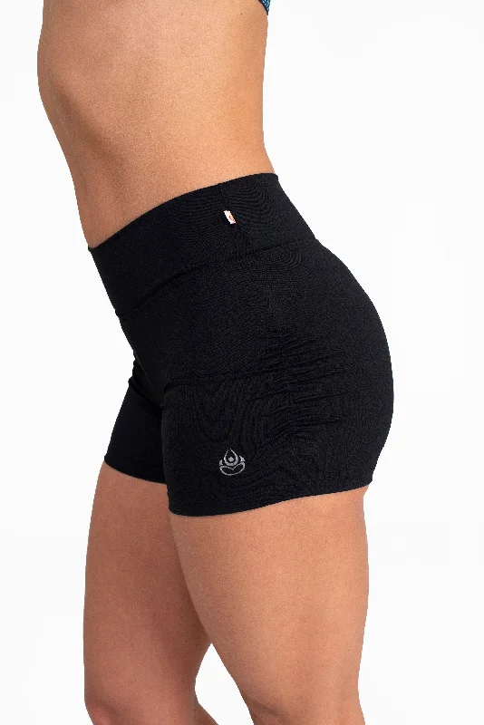 Gather Leg Shorts, Black Supplex