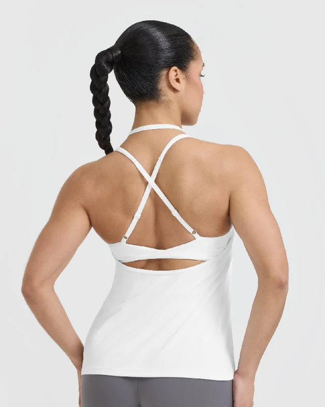 Go To High Neck Loose Crop Vest | White