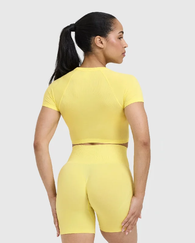 Go To Seamless Fitted Crop Top | Lemon Yellow