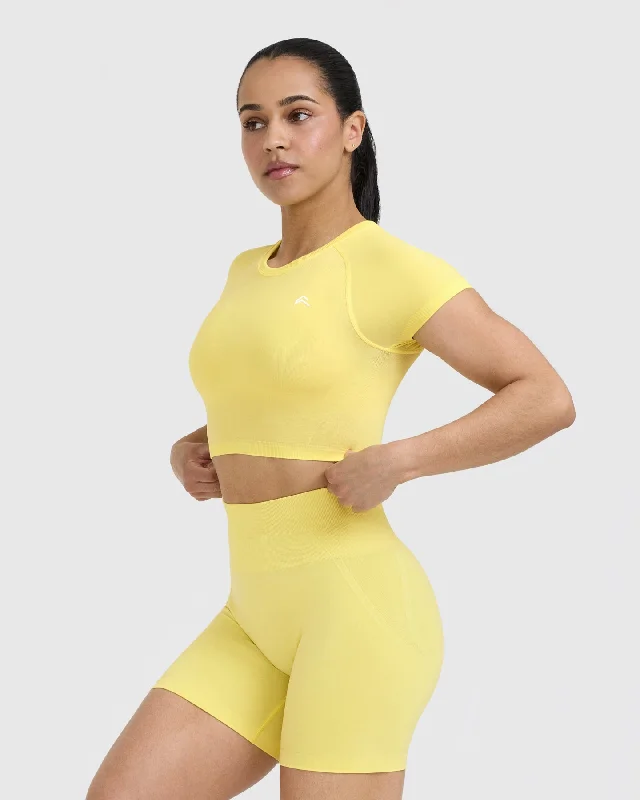 Go To Seamless Fitted Crop Top | Lemon Yellow