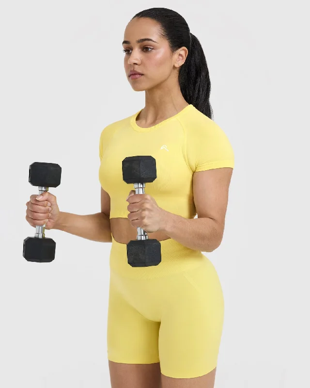 Go To Seamless Fitted Crop Top | Lemon Yellow