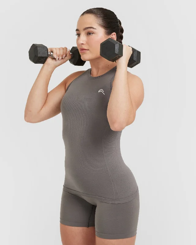 Go To Seamless Fitted High Neck Vest | Ash Grey