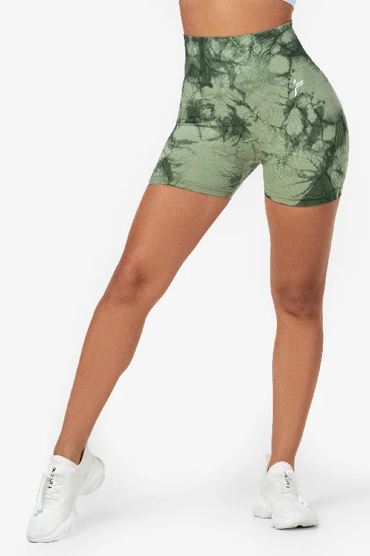 Light Green Tie Dye Scrunch Shorts