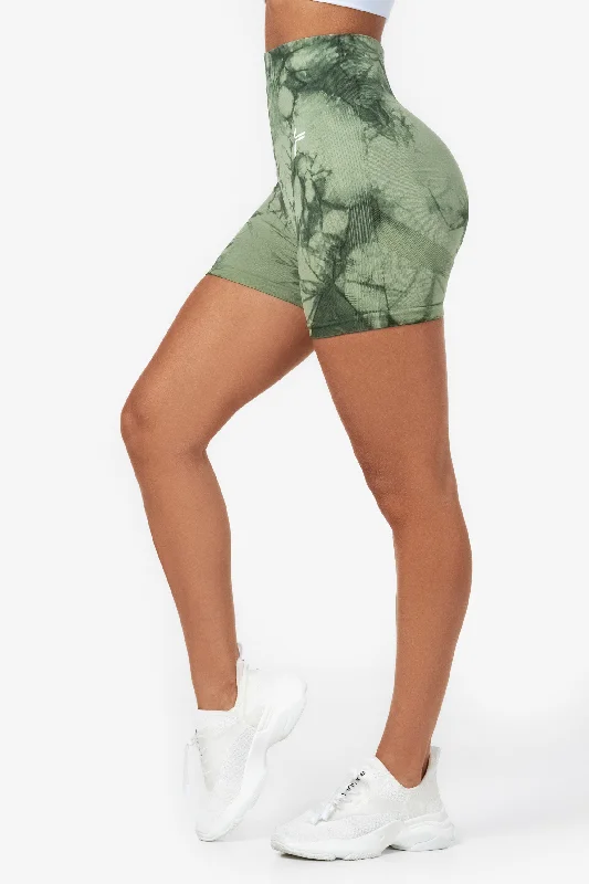 Light Green Tie Dye Scrunch Shorts