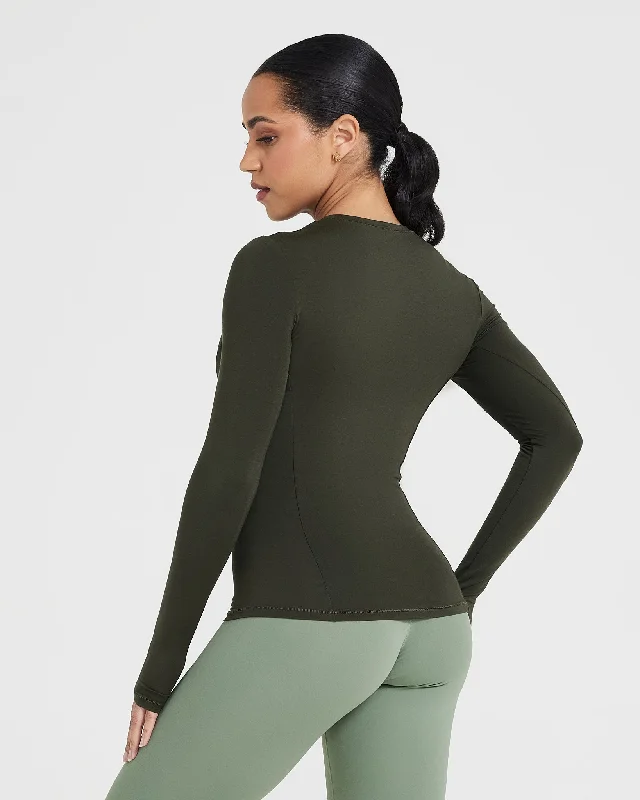 Mellow Soft Long Sleeve Top | Khaki