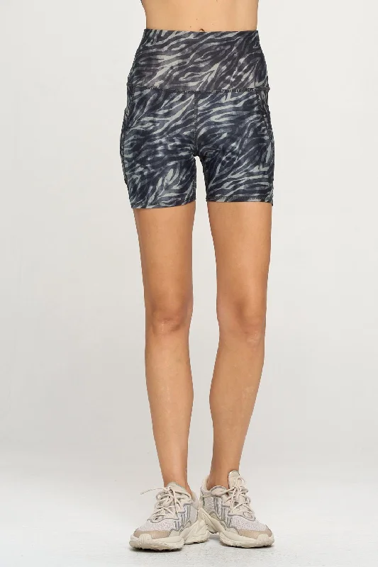 Mia Shorts - Zebra w Pockets 5"" (High-Waist)