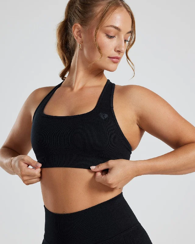 Motion Seamless Racer Back Bra | Black