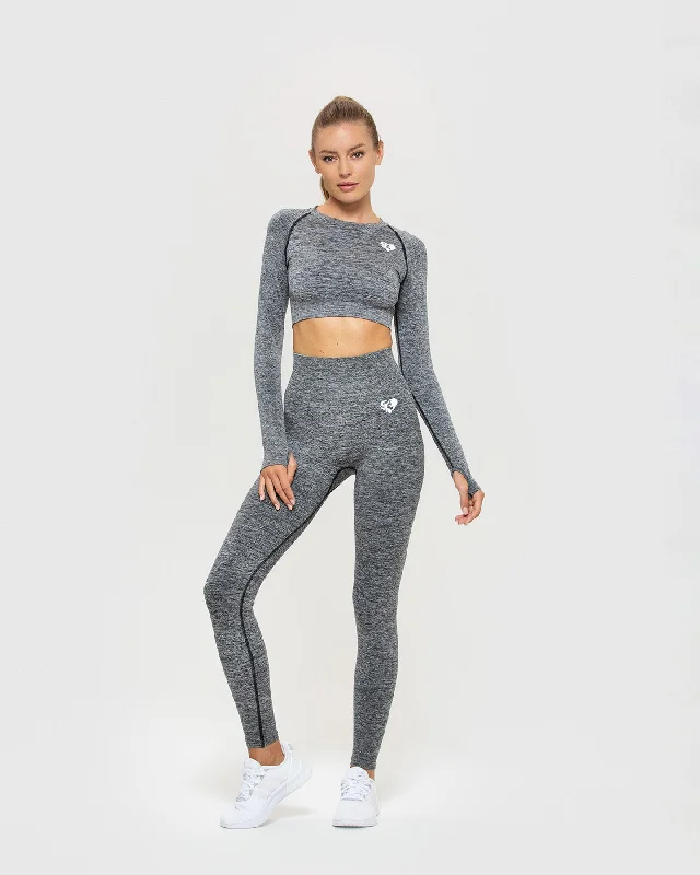 Move Seamless Long Sleeve Crop Top | Grey Marl