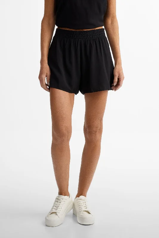 Short taille haute jambe évasée en Challis - Femme