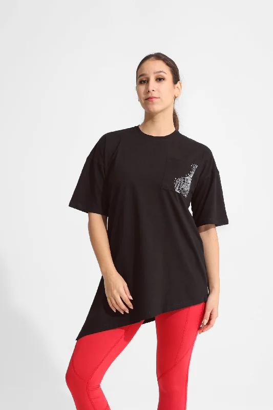 Black Oversized Absrtact Tee