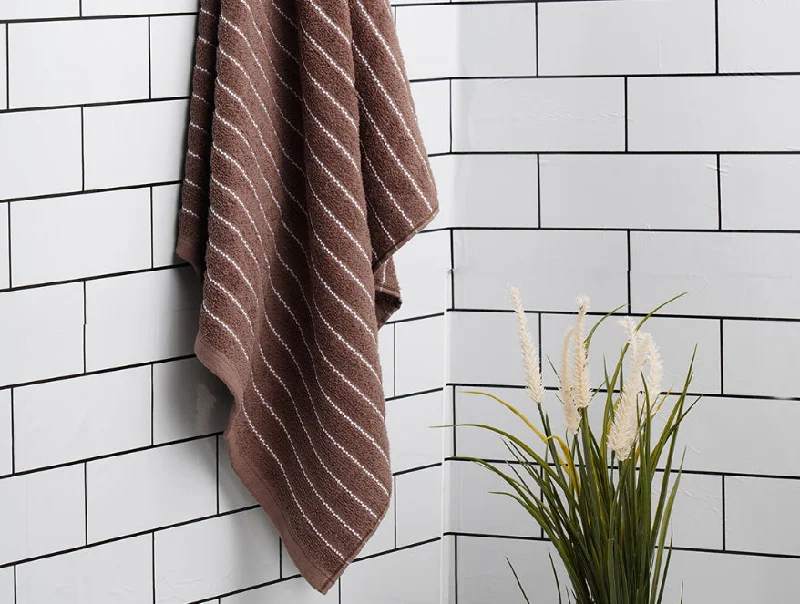 Chocolate - Dark Brown 100% Cotton Bath Towel - 2-In-1 By Welspun