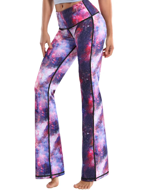 29"" 31"" 33"" 35"" 37"" High Waist Printed Bootcut Leggings Galaxy