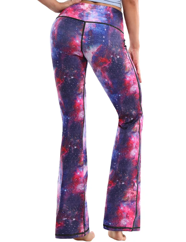 29"" 31"" 33"" 35"" 37"" High Waist Printed Bootcut Leggings Galaxy