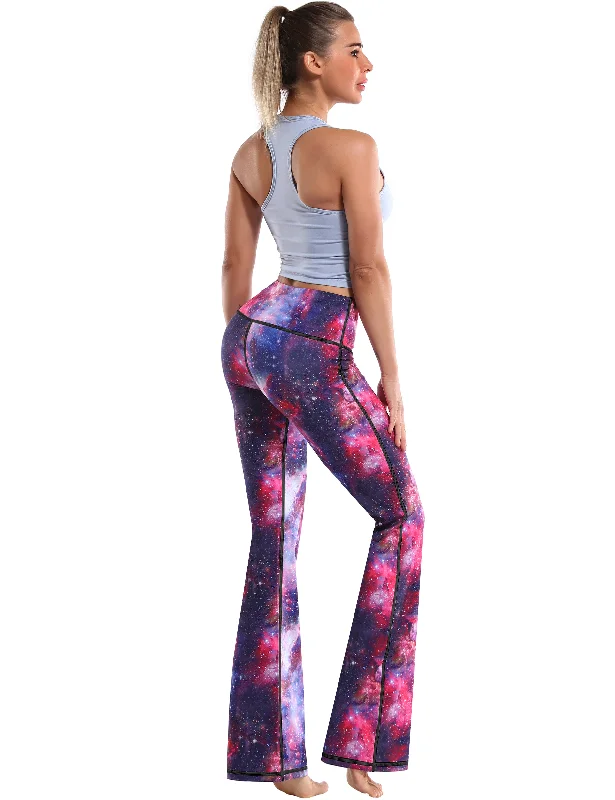 29"" 31"" 33"" 35"" 37"" High Waist Printed Bootcut Leggings Galaxy