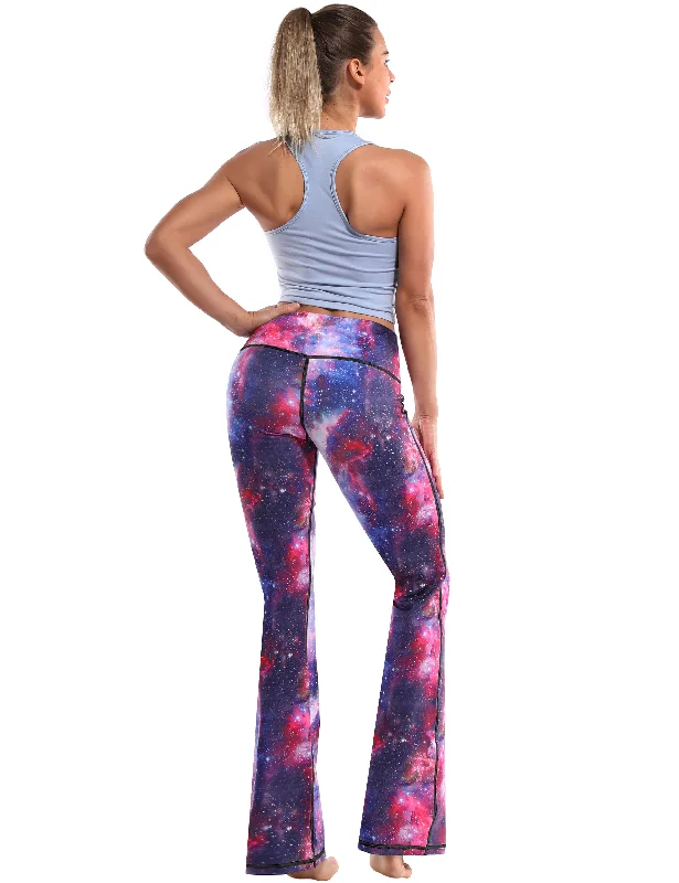 29"" 31"" 33"" 35"" 37"" High Waist Printed Bootcut Leggings Galaxy