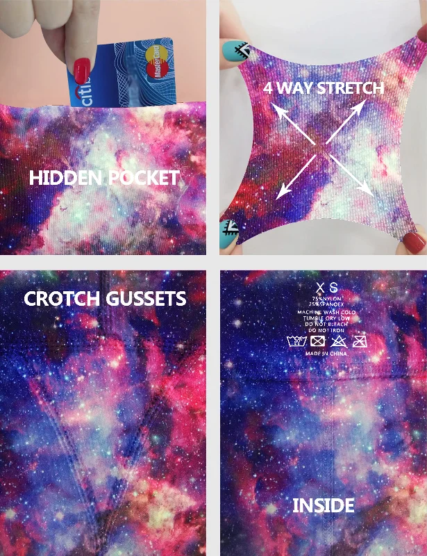 29"" 31"" 33"" 35"" 37"" High Waist Printed Bootcut Leggings Galaxy