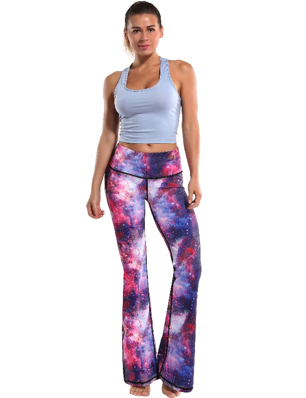 29"" 31"" 33"" 35"" 37"" High Waist Printed Bootcut Leggings Galaxy