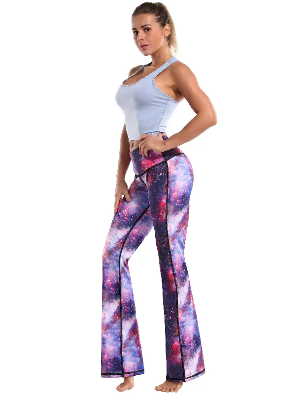 29"" 31"" 33"" 35"" 37"" High Waist Printed Bootcut Leggings Galaxy