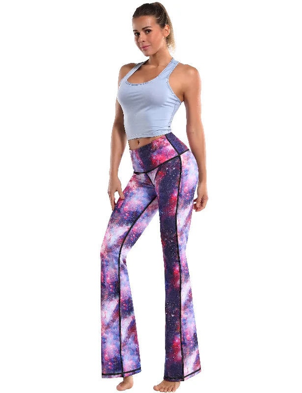 29"" 31"" 33"" 35"" 37"" High Waist Printed Bootcut Leggings Galaxy