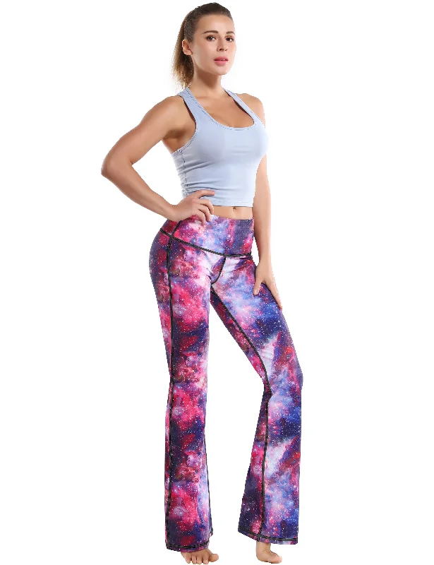 29"" 31"" 33"" 35"" 37"" High Waist Printed Bootcut Leggings Galaxy