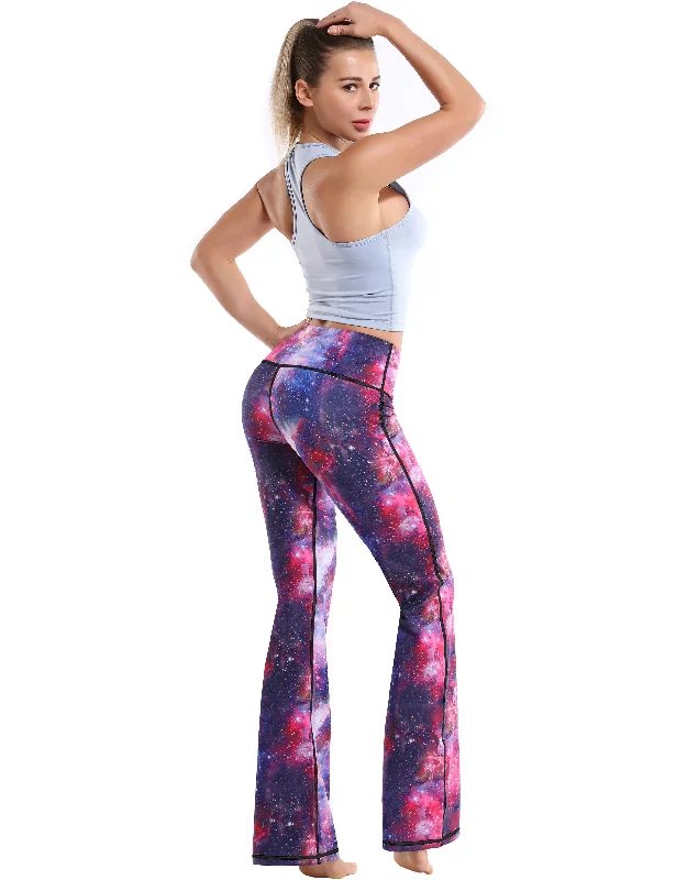 29"" 31"" 33"" 35"" 37"" High Waist Printed Bootcut Leggings Galaxy