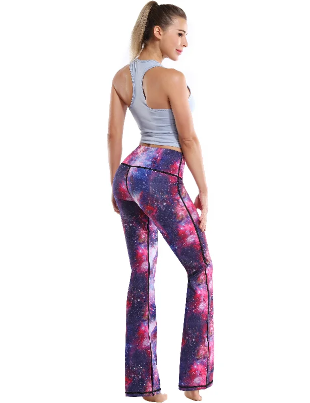 29"" 31"" 33"" 35"" 37"" High Waist Printed Bootcut Leggings Galaxy