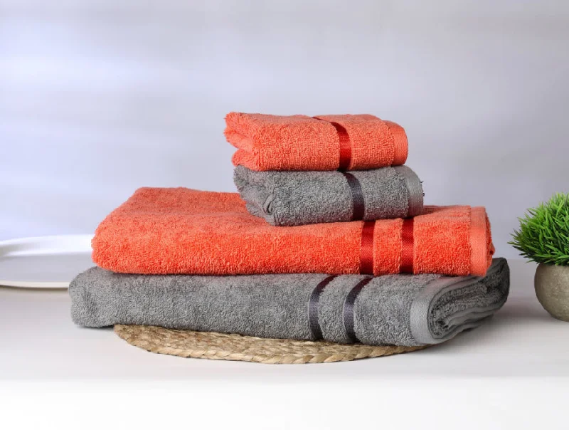 Gunmetal Grey/R 4 Piece 100% Cotton Towel Set - Atrium By Spaces