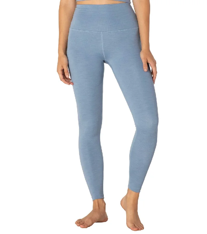 Beyond Yoga Heather Rib High Waisted 7/8 Yoga Leggings Serene Blue Heather