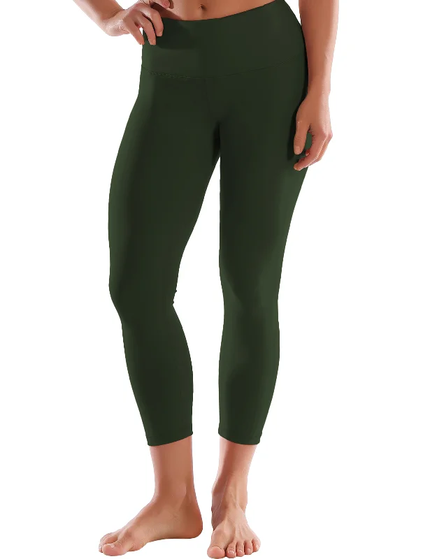 22"" High Waist Crop Tight Capris olivegray