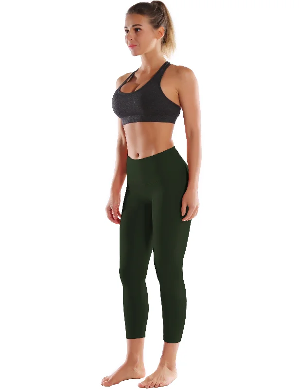 22"" High Waist Crop Tight Capris olivegray