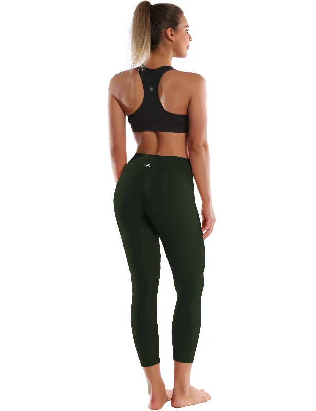 22"" High Waist Crop Tight Capris olivegray