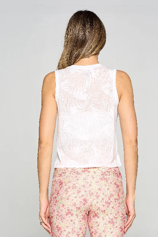 Cece - White Burnout Palms Tank**FINAL SALE**