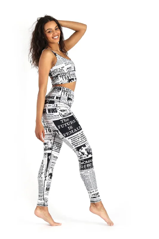 Feminist News Printed Yoga Leggings