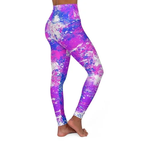 Womens High-waist Fitness Legging Yoga Pants, Pink Blue Pastel