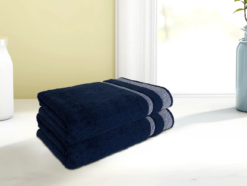 Midnight Blue - Dark Blue 2 Piece 100% Cotton Hand Towel Set - Hygro By Spaces