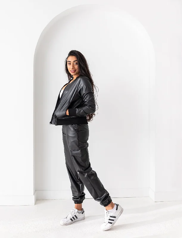 LADIES VEGAN LEATHER STUDIO TO STREET JOGGERS