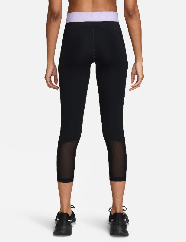 Pro 365 Cropped Mesh Panel Leggings - Black/Lilac Bloom/White