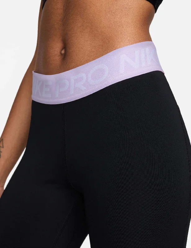 Pro 365 Cropped Mesh Panel Leggings - Black/Lilac Bloom/White